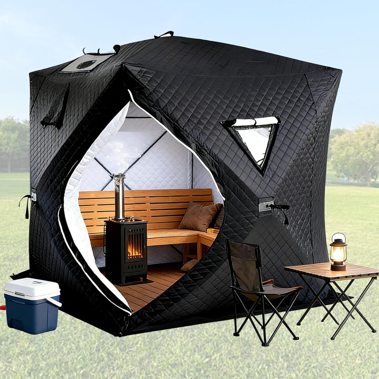 Ice Fishing Shelters, Thermal Ice Fishing Shelter Large Fishing Area, Camping Tent with Smoke Vent, Ice Fishing Tent for Home Backyard Gym Camping Ice Fishing, Easy Setup