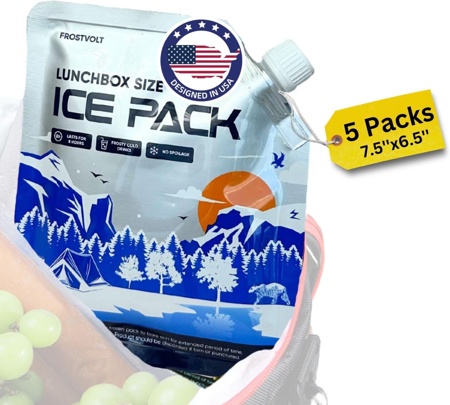 Reusable Ice Packs for Coolers and Lunch Boxes | High-Performance Cooler Ice Packs Reusable Long Lasting | Deep Freeze Lunch Box Ice Packs - for Picnic Cooler & Lunch Containers