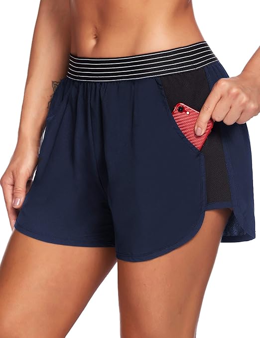 COOrun Women's Active Athletic Shorts with Brief Elastic Waistband