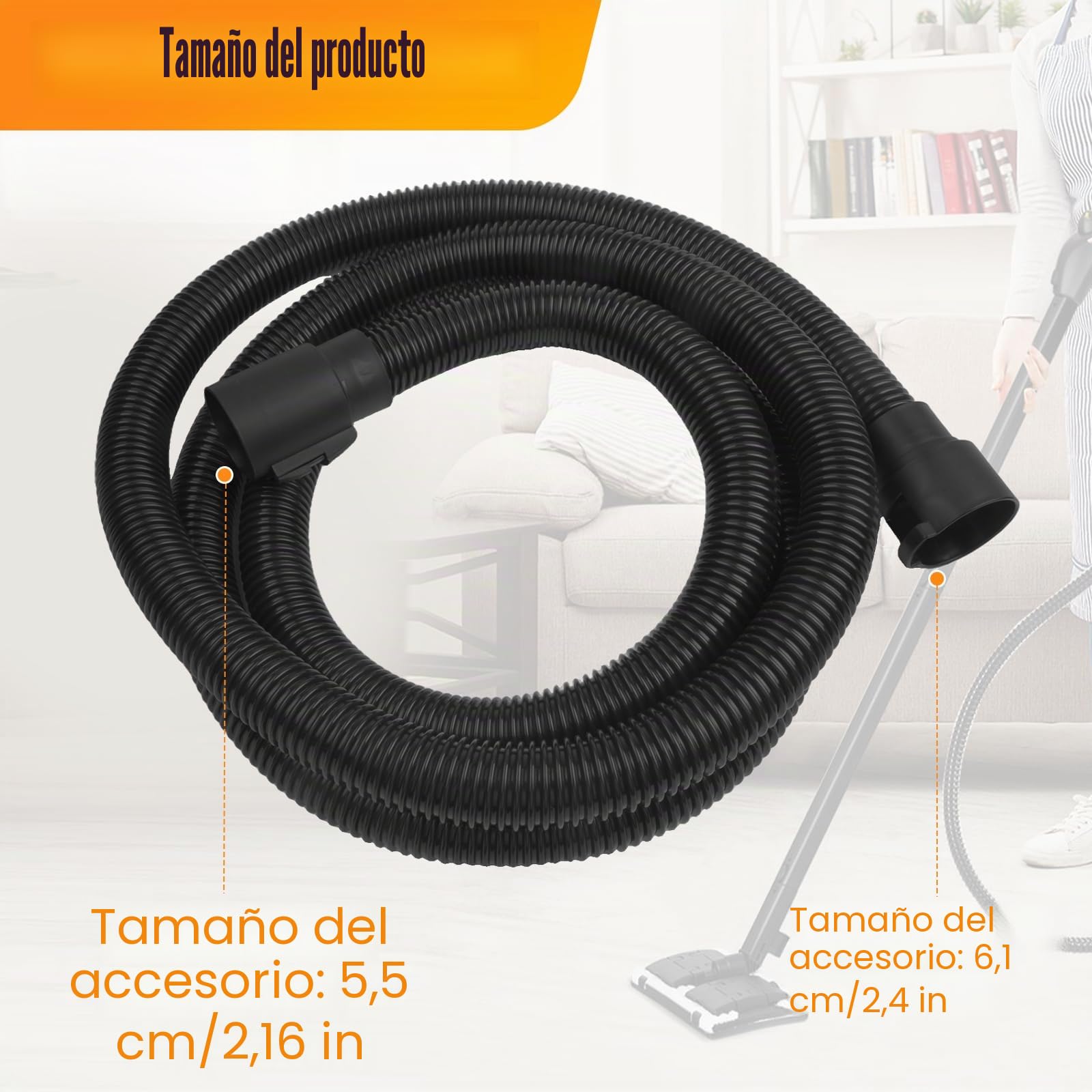 Manguera extra larga para Kärcher NT20 30 WD1 WD2-6, filtro de cenizas WD3.200 WD3.300P