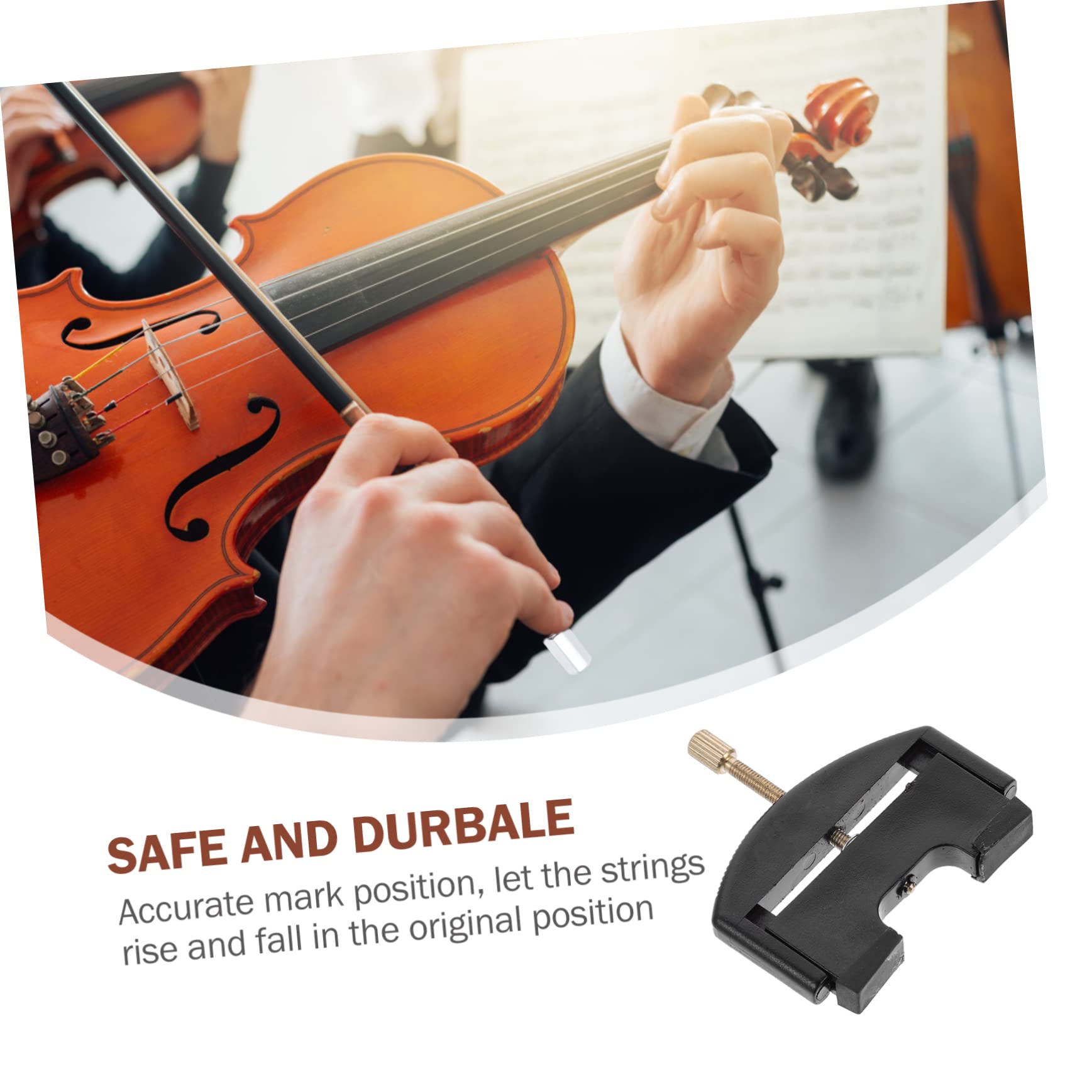 Sollevatore Corde Violino 1/4-4/4, Strumento Cambio Ponte | 1 Pezzo, Plastica Placcatura in Ferro, Segno Posizione Preciso, Finitura Nera