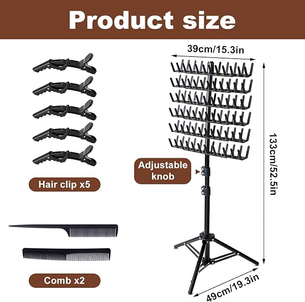 FARYODI Supporto per capelli regolabile per acconciature intrecciate, supporto per parrucche con 144 penne, portapenne per acconciature, organizer per parrucchieri e licheni, supporto per estensioni - 2
