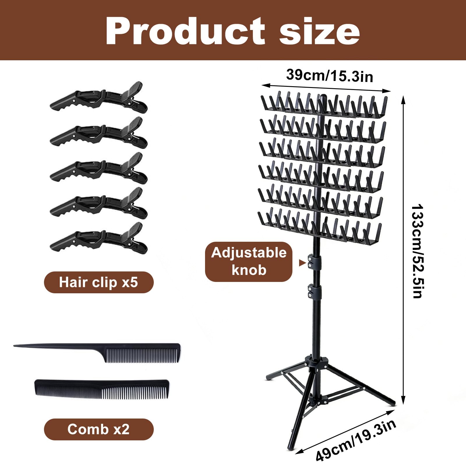 FARYODI Support de cheveux réglable pour tresses, 144 stylos, organisateur de cheveux, pour coiffeurs et tresses