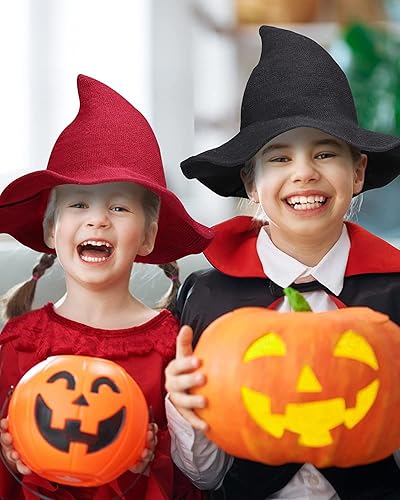 Miniatura 7 de Qianmome Paquete de 1, 2 y 4 sombreros de bruja de Halloween para mujer, de ala ancha, plegable, puntiagudo, accesorio para disfraz de fiesta de