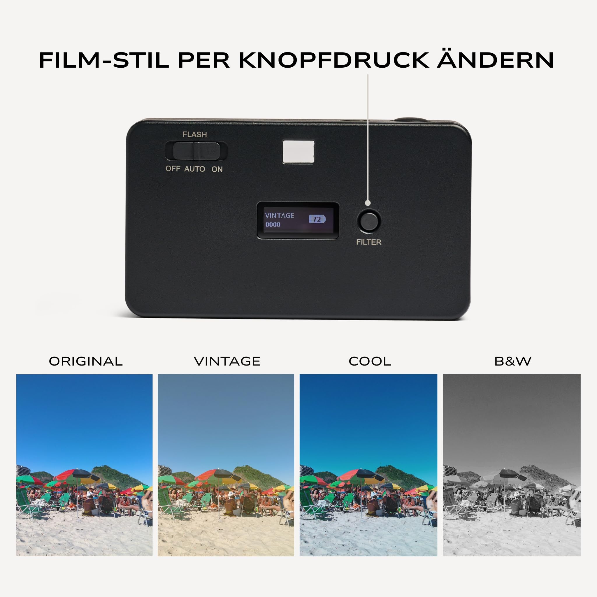 S2 Digitalkamera – Vintage Fotos ohne Film, Fotos Sofort aufs Handy, 13 MP, 1.000 Bilder pro Ladung (Warm Gray)