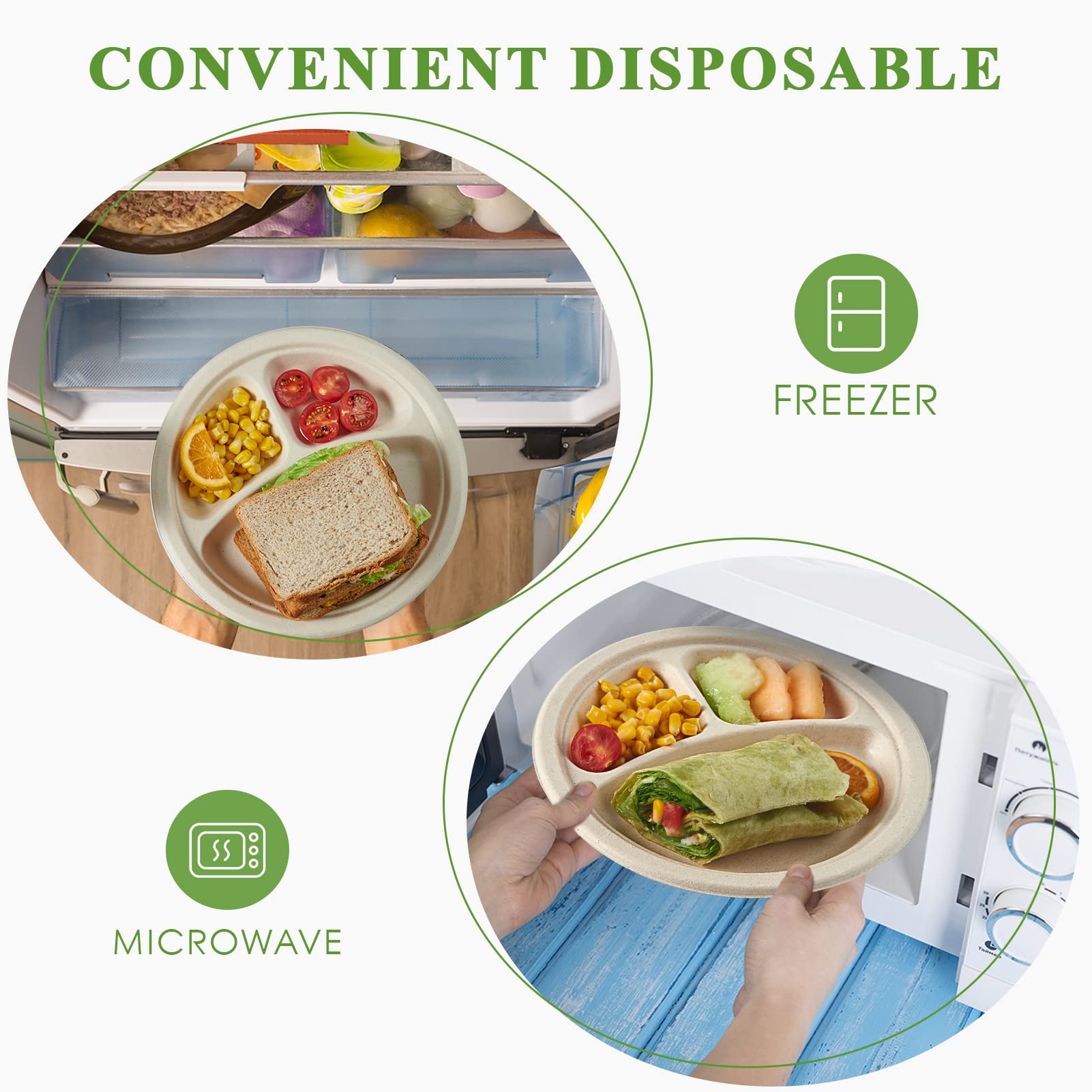 Vplus Compostable Paper Plates - 125 Pack -6 Vplus Compostable Paper Plates - 125 Pack -6