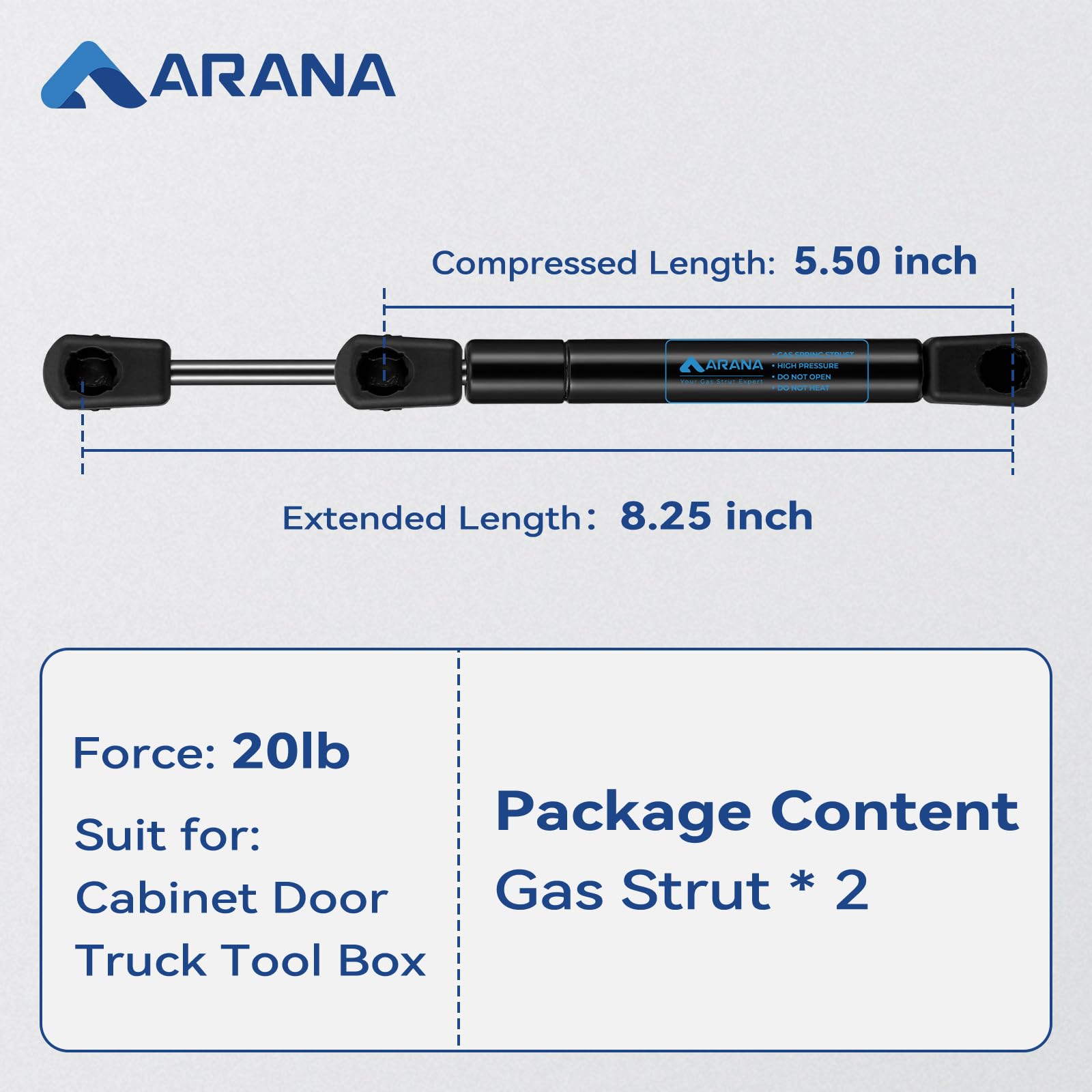 Amazon.com: ARANA 8.25 Inch 20LB Gas Struts, SX082P20 Gas Spring