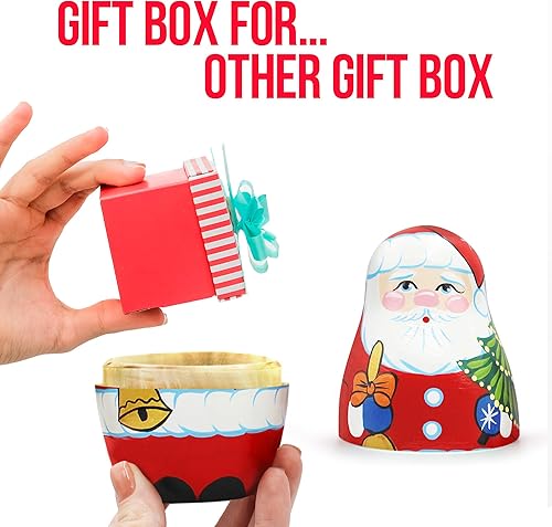 Miniatura 4 de Caja de regalo de Navidad – Muñecas anidables de Papá Noel de madera para regalos en efectivo – Sorpresa única de vacaciones con llavero de muñeco