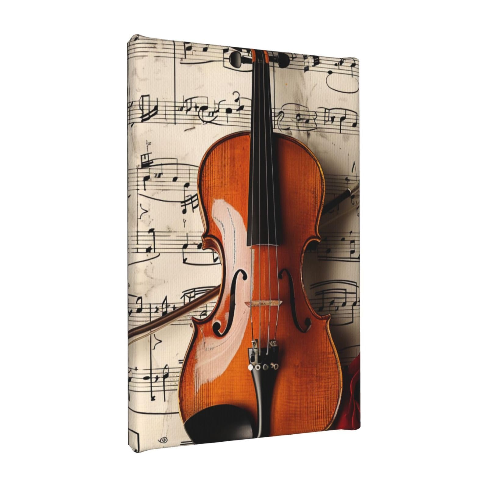 YKLJG Violin Sheet Music Printed Wall Art Canvas Painting 20x30 CM Wooden Framed Picture Painting Artwork Prints for Bedroom Kitchen Home Office Decor