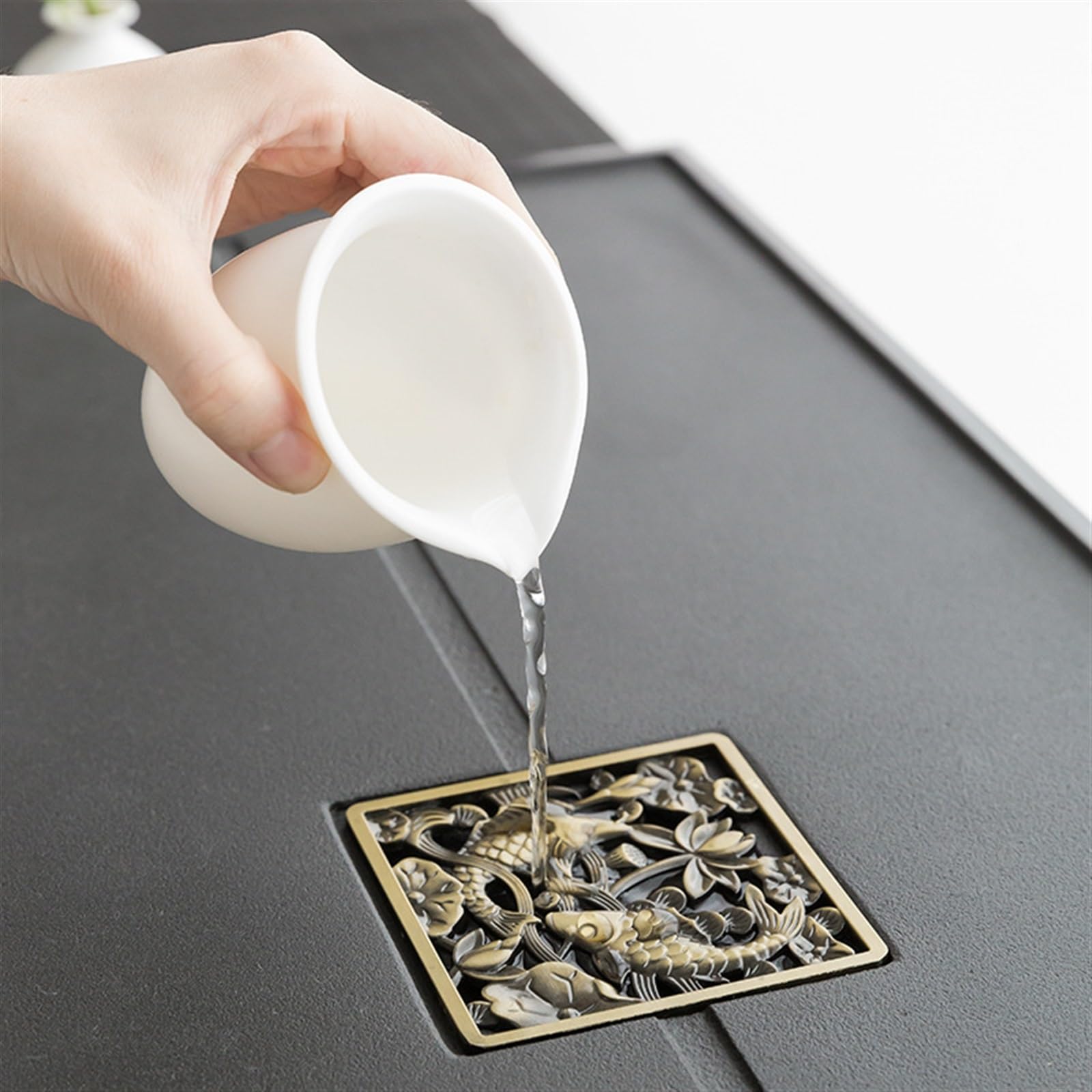 Bandeja de té Sencilla, Juego de té, Bandeja de té de ebonita Natural, Juego de té de Kung fu Grande, Moderno y Sencillo, Drenaje de té de mar (70 x 35 x 3 cm)
