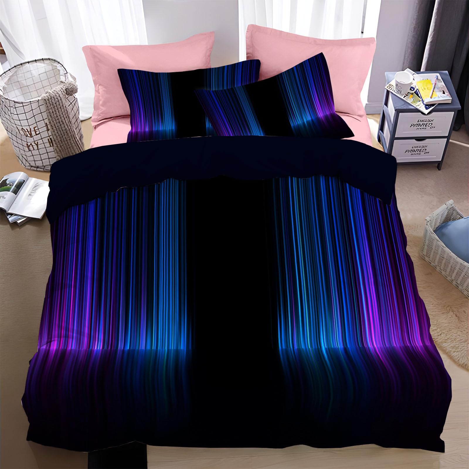 Housse de couette 240x260 cm néon dégradé en microfibre pour lit 2 personnes
