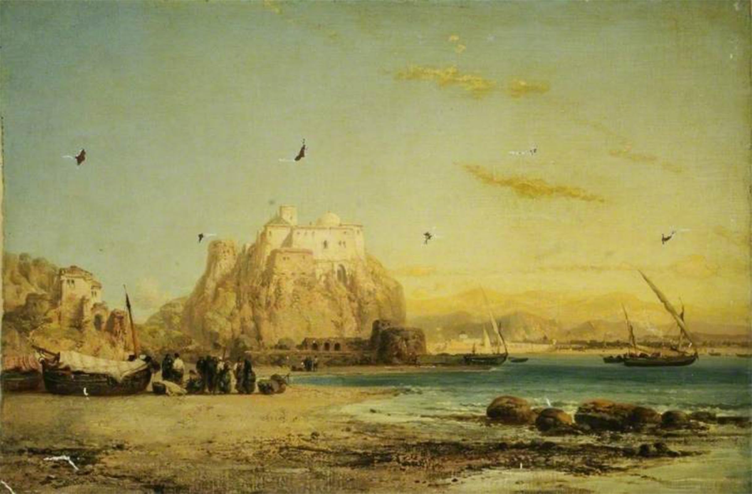 Tableaux peinture sur toile vue d'une Méditerranée espagnole par Webb 60x90cm