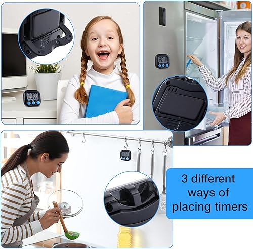 Miniatura 5 de Leumoi 24 temporizadores digitales de cocina, temporizadores magnéticos de espalda, pantalla grande, alarma fuerte, interruptor de encendidoapagado,