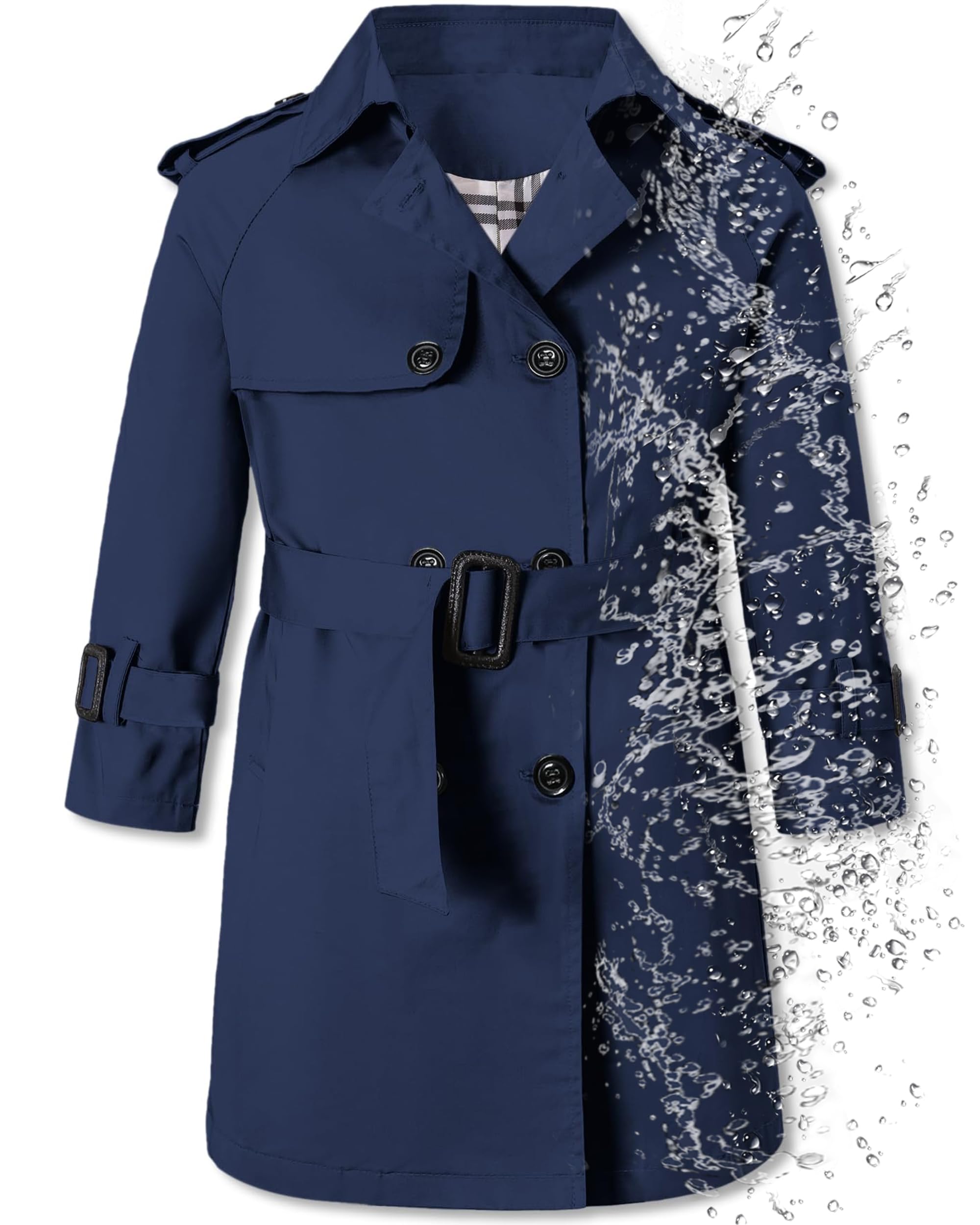 Betusline Boys Waterproof Trench Coat Double Breasted Jacket Dress Coats