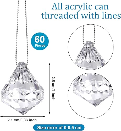 Miniatura 9 de 60 bolas de cristal acrílicas, adornos para árbol de Navidad, adornos acrílicos para árbol de Navidad, colgantes de diamantes acrílicos, cuentas con