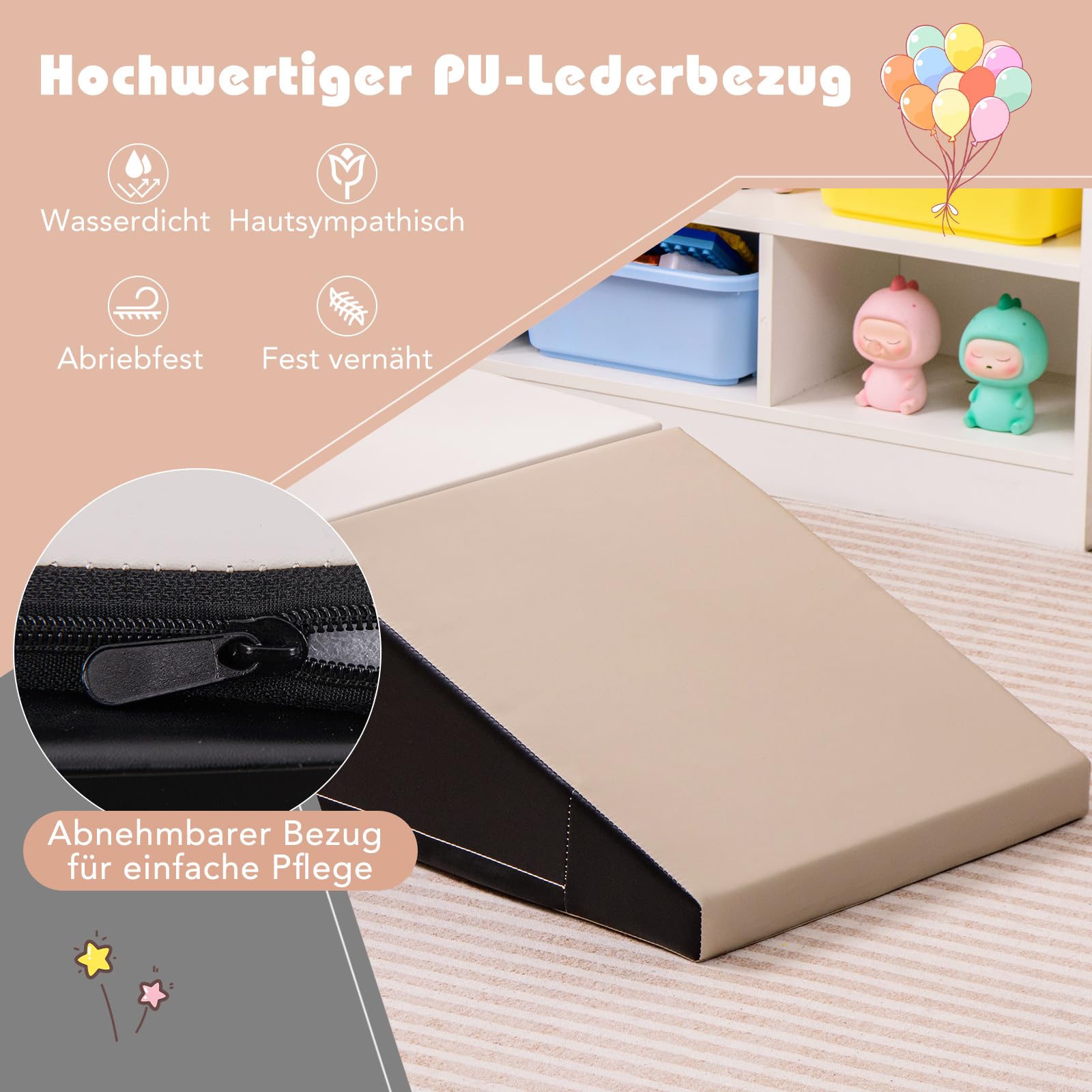 GOPLUS 2er Set Schaumstoffbausteine, Softbausteine zum Klettern & Rutschen, Riesenbausteine aus Kunstleder & Schaumstoff, Großbausteine für Baby & Kleinkinder (Schwarz)