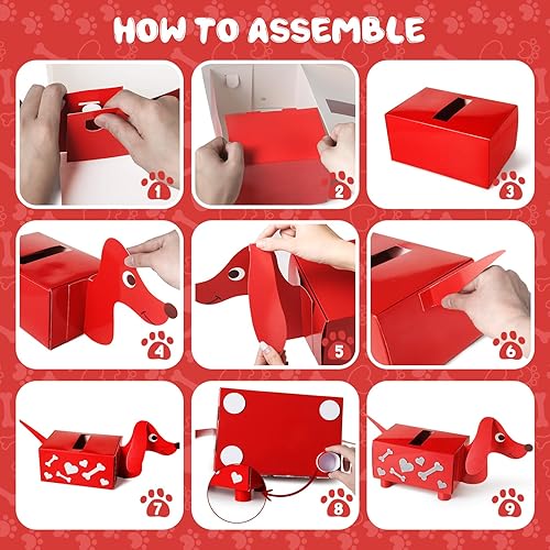 Miniatura 4 de TooyBing Caja del día de San Valentín, paquete de 33 tarjetas de San Valentín para niños, escuela y buzón de cachorro de perro para intercambio de