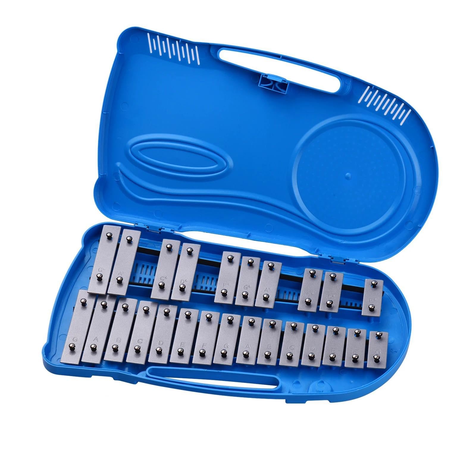 Instrument de Percussion Glockenspiel Durable en métal de 25 notes avec boîtier en plastique bleu 2 maillets Glockenspiel Percussion Instrument
