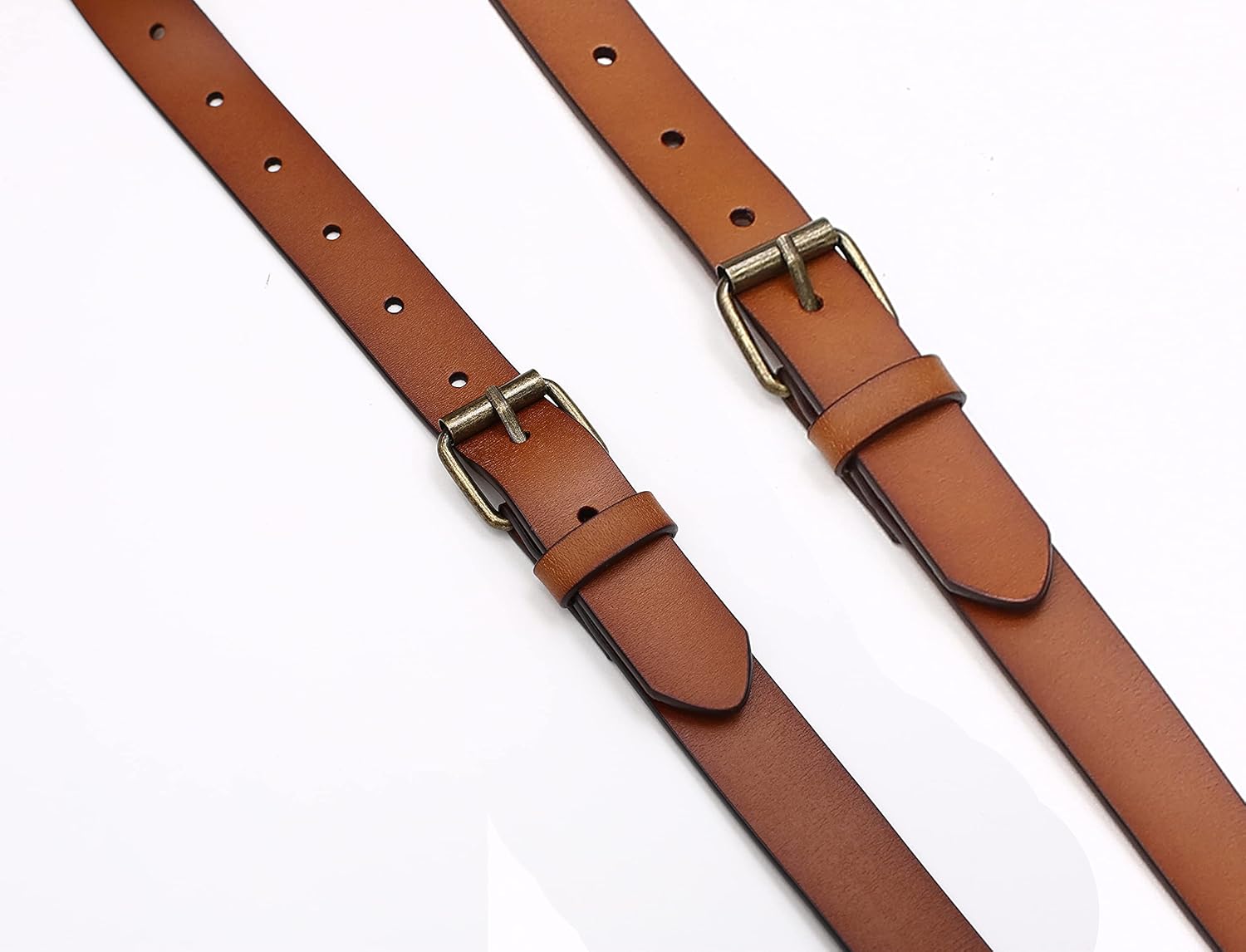 Vista 4 de Tirantes para hombre con diseño de espalda en X tirantes de cuero ajustables marrones regalo para boda Marrón