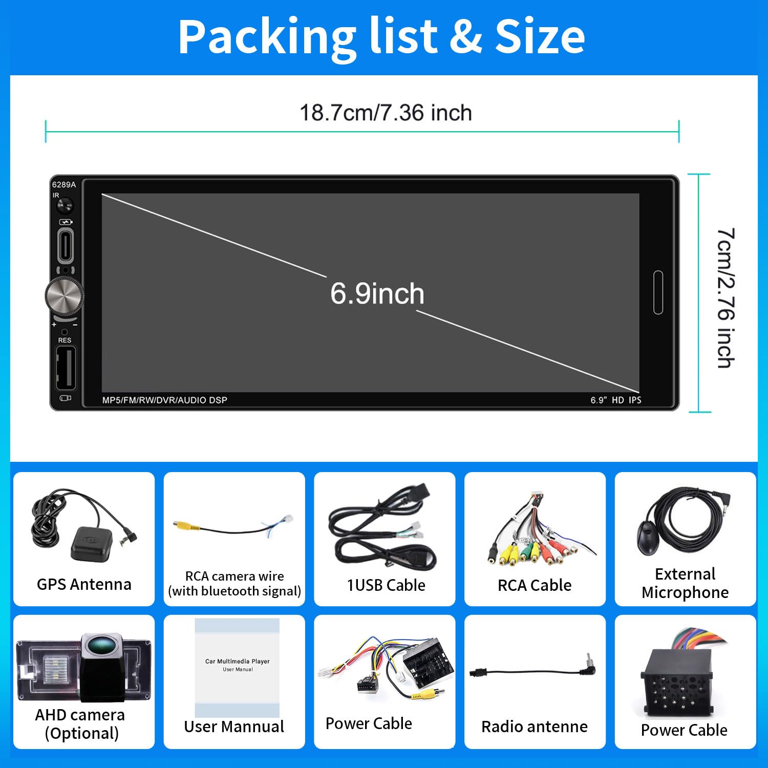 Radio de coche CarPlay para Mini Cooper S R50 R52 R53 CD53 Cabrio GP/Seven/Park Lane, Radio de coche con pantalla HD de 6.9 pulgadas, CarPlay inalámbrico, Android Auto, GPS, Wi-Fi, USB, Bluetooth, FM