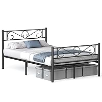 VASAGLE Struttura Letto Matrimoniale, Letto a Doghe in Metallo per Materassi di 120 x 190 cm