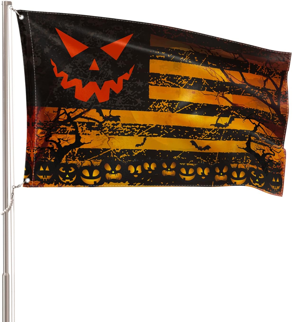 AVOIN colorlife Halloween Stripes Flag for Outside 3x5 FT Double Sided