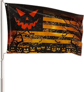 AVOIN colorlife Stripes Halloween Flag 3x5 FT Double Sided, Jack O Lantern Large House Flag Party Yard Outdoor Decoration