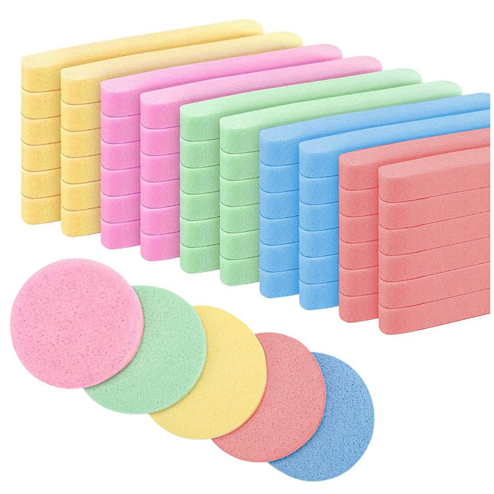 Komprimierte Gesichtsschwämme Set - 72 Stück, 4 Farben, Wiederverwendbar Für Make-up & Reinigung