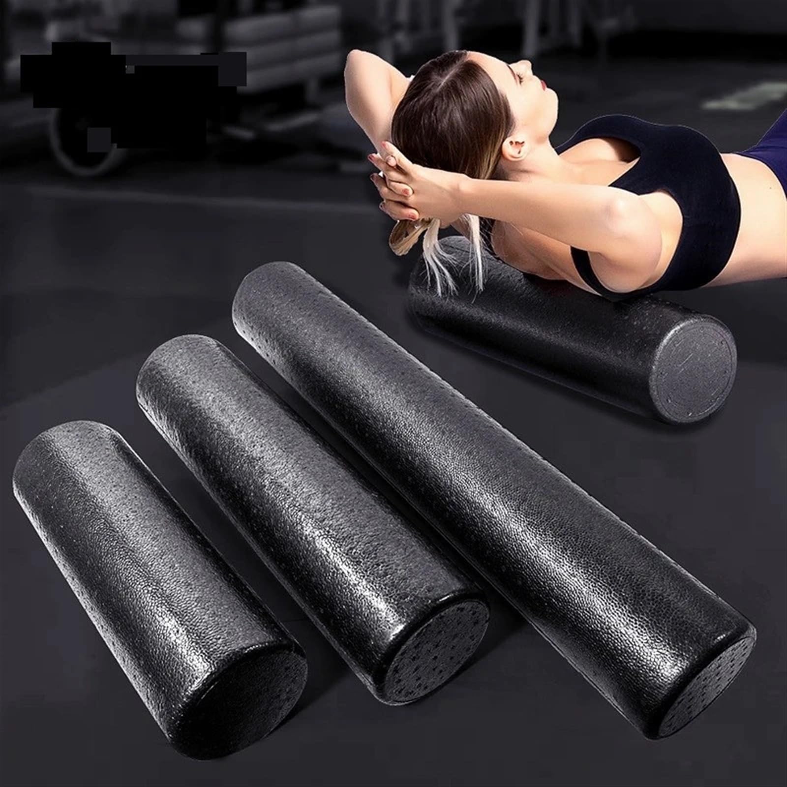Schaum Roller Muscle Massage Gym Yoga Release Rolle Spalte Sport Welle Fitness Foam Roller(Black Blue 90CM)