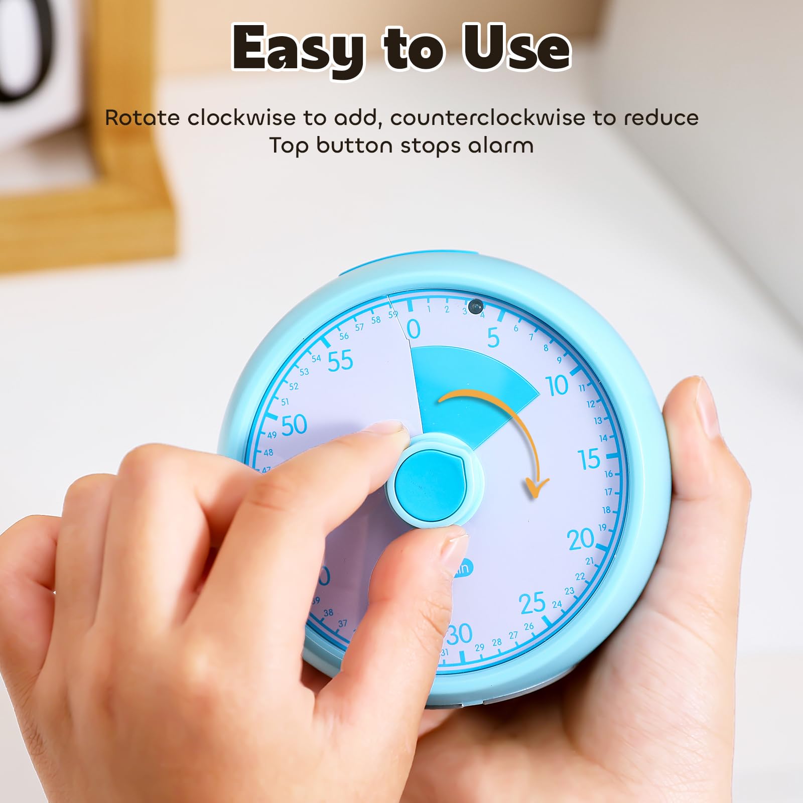 Timer Visivo per Bambini 60 Minuti – Timer Analogico Silenzioso a Conto Alla Rovescia,Strumento di Concentrazione per ADHD e Autismo,Gestione del Tempo per Compiti (Tutto blu)
