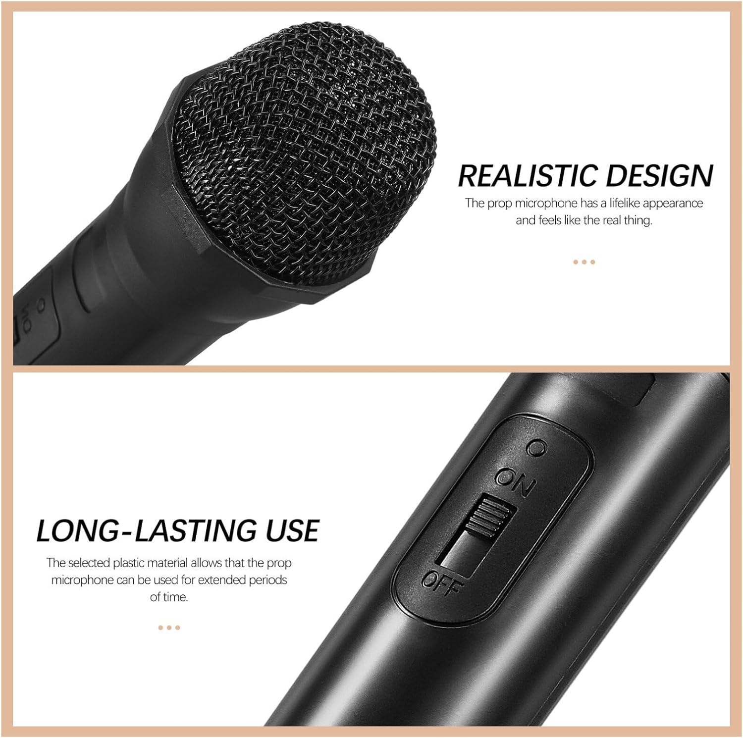 Milisten Microphone Prop, Fake Plastic Microphone Prop, Simulate Realistic Speech Mic for Karaoke Stage Costume & Party - Image 3