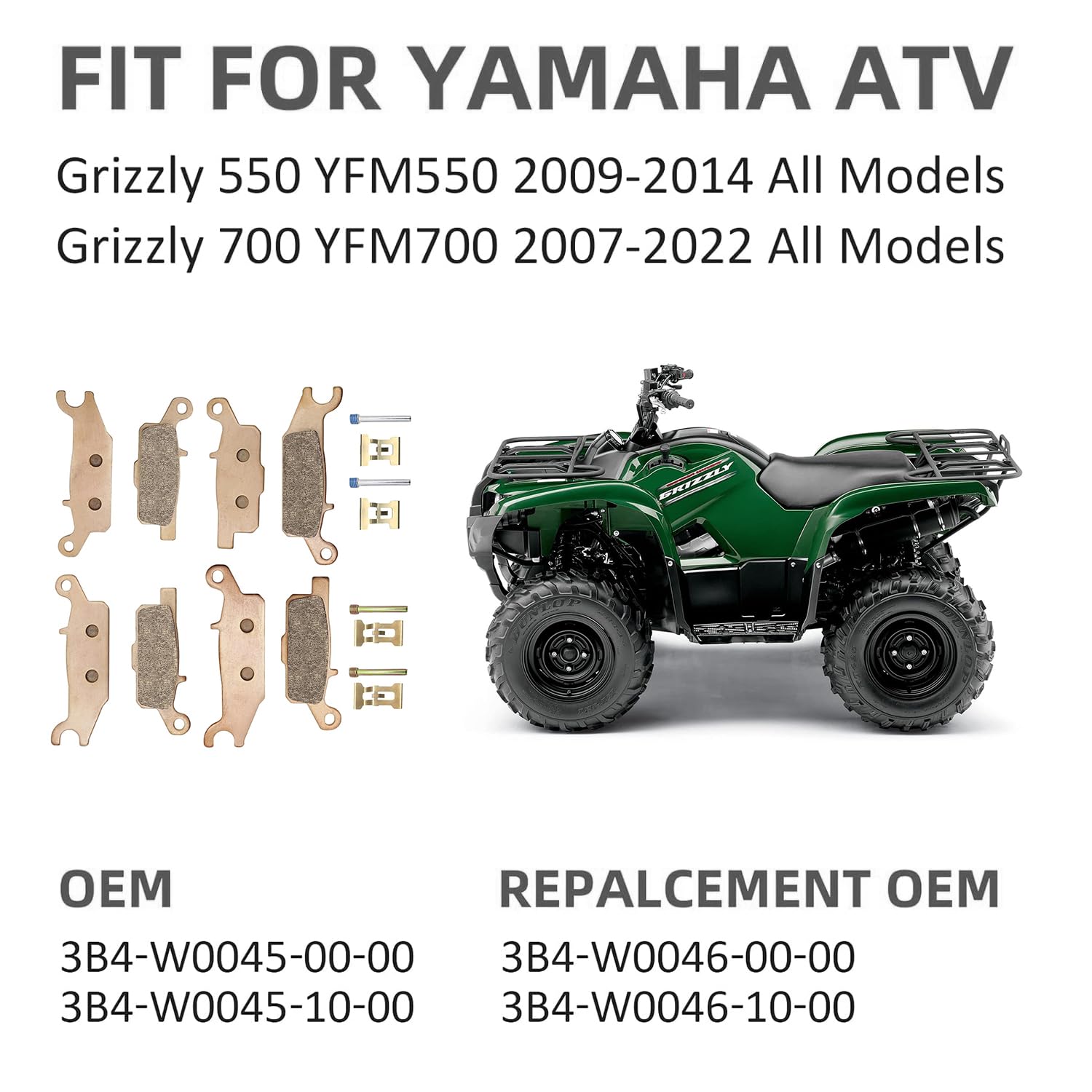 Vordere & Hintere Bremsbeläge Sinter für Yama-ha Grizzly 550 700 | für Yama-ha Grizzly 550 Grizzly 700 YFM550 YFM700