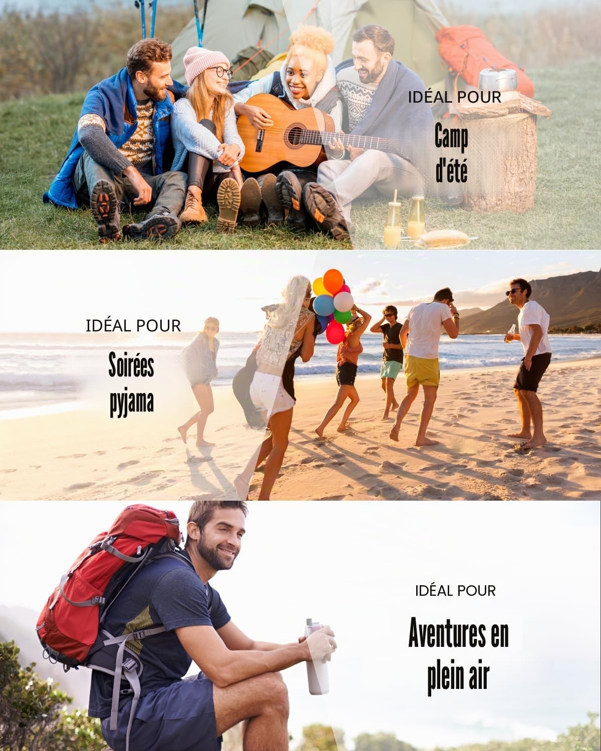 Sacs de couchage pour adultes - Léger et imperméable - Pour temps froid - Pour filles, garçons, hommes - Pour le camping, la randonnée, les voyages en plein air, la chasse avec sacs de compression