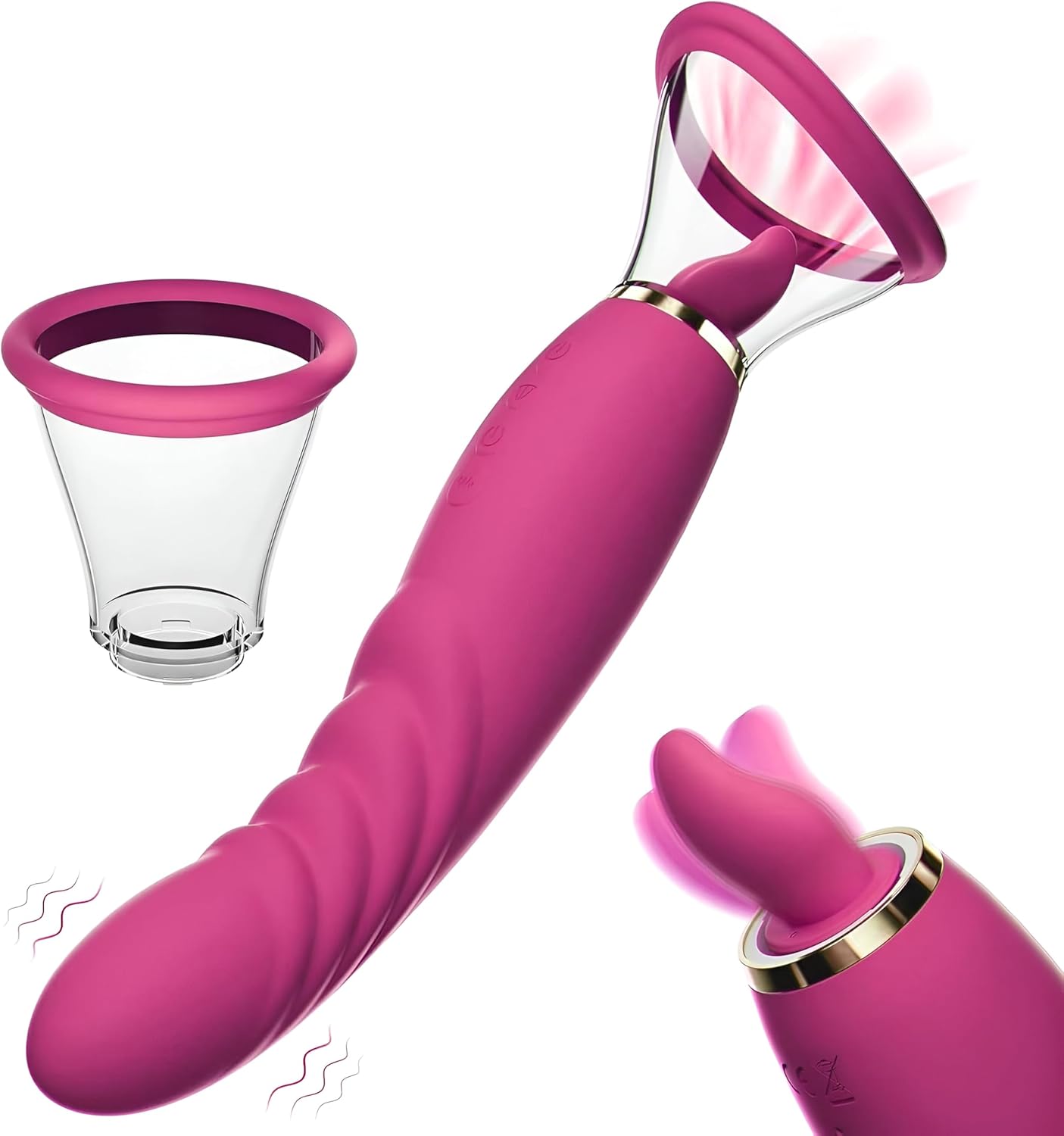 Clit Licker Clitoral Licking Toy, 3-in-1 G-Spot Vibrator w/Clit Suck Function, 10 Vibration and 7 Tongue Licking Modes, Clitoral Pump, Oral Sex Toy with Heating, Silent, Waterproof (Pink)