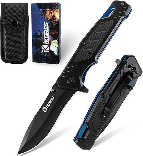 Navaja de bolsillo para hombre, cuchillo plegable multiherramienta de 4 pulgadas con funda de nailon y clip de bolsillo, abridor de botellas, rompe