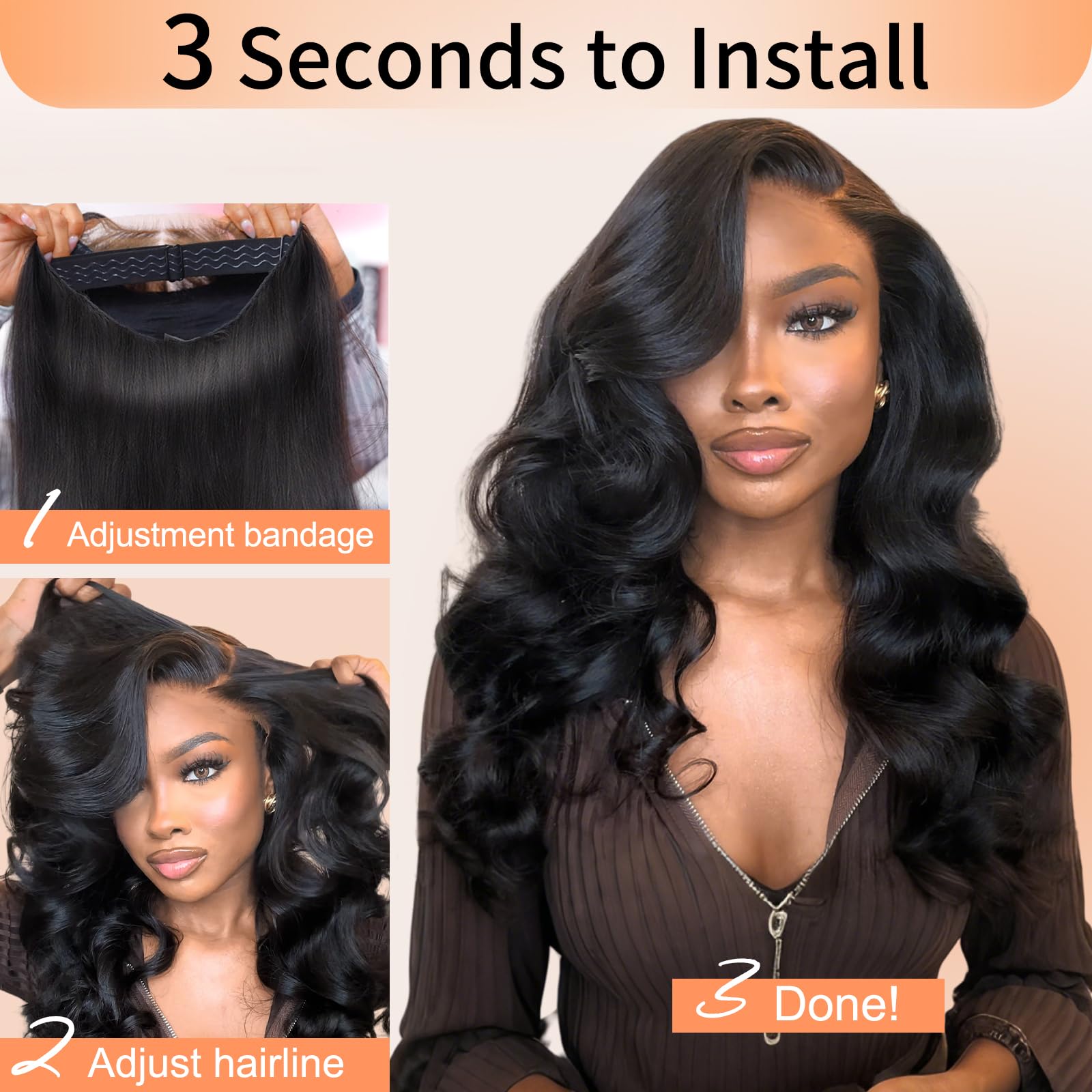 Oxeyegirl 32 Inch Body Wave Human Hair Wig for Women,9X6 Lace 200% Density Glueless Wig Human Hair Pre Plucked Pre Cut,Wear and Go Glueless Lace Front Wigs Brazilian Human Hairs with Natural Hairline - Image 3