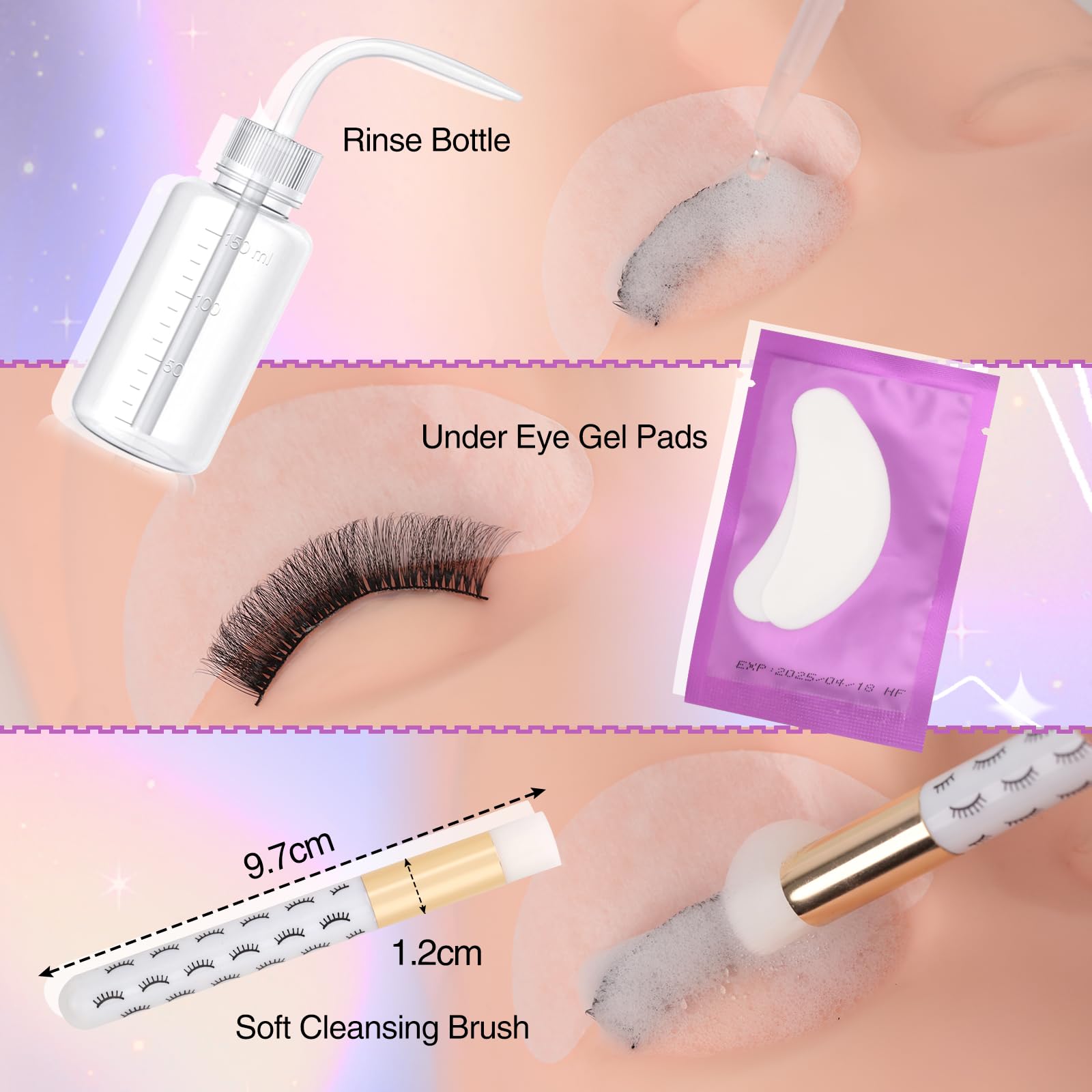 LZM Lash Shampoo for Lash Extensions 60Ml Eyelash Shampoo with Lash Brush + Rinse Bottle Lash Cleanser Paraben & Oil Free Eyelash Cleanser for Eyelash Extensions for Salon and Home Use - Image 4