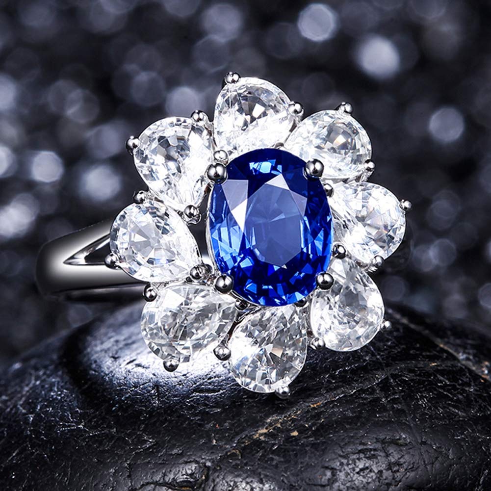 Anello Di Fidanzamento Da Donna Con Pietra Portafortuna E Zaffiro, Per - Foto 6