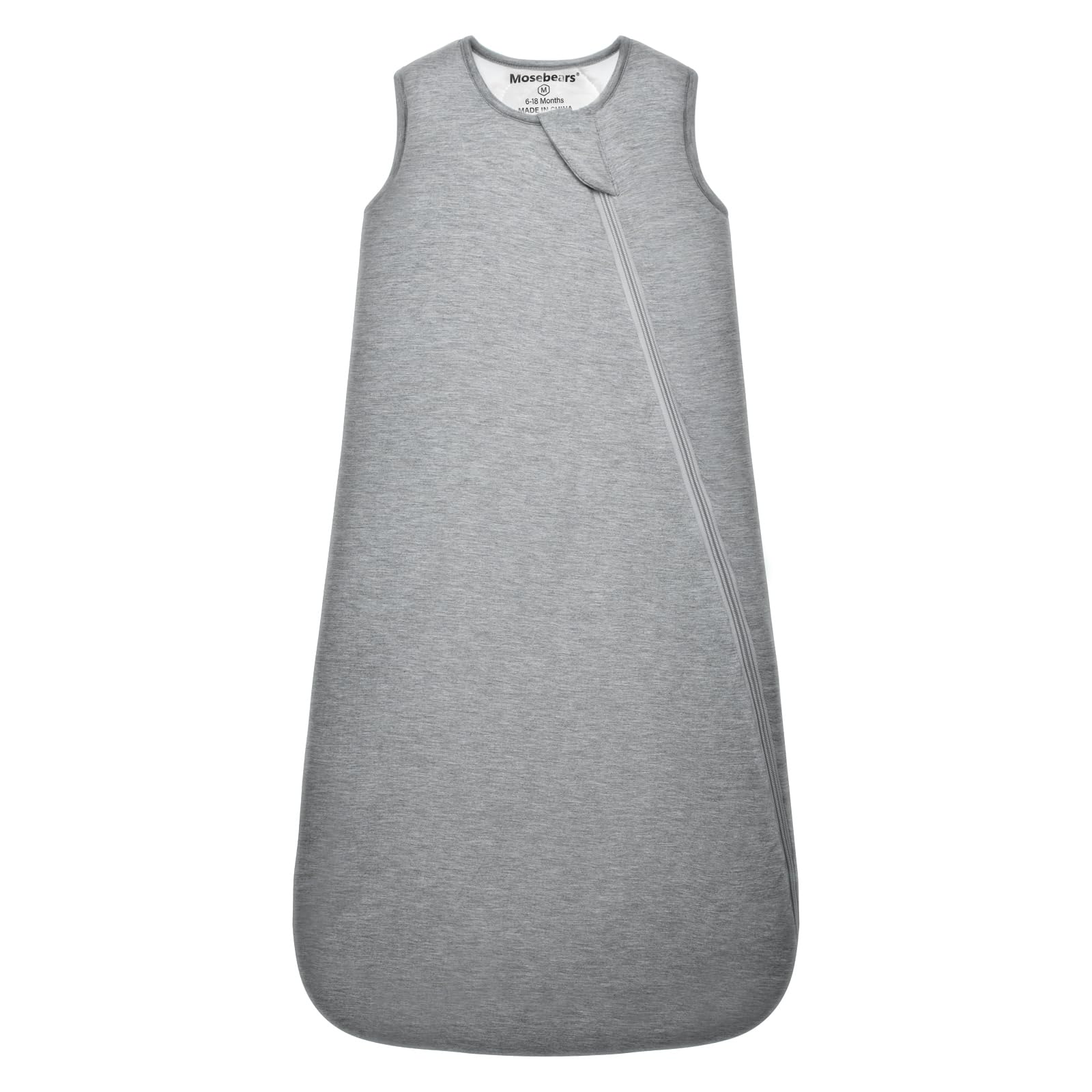 Mosebears Sacco nanna invernale per bambini 2,5 tog,Sacco Nanna Neonato in fibra di bambù, morbidissimo e caldo(6-18 mesi, Grey)