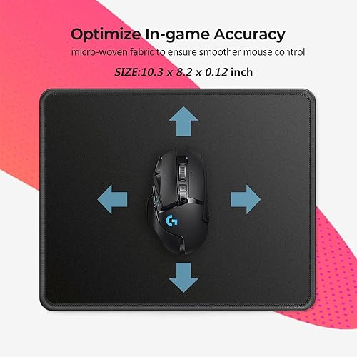 Miniatura 3 de SHALYSONG Alfombrilla negra para mouse, de goma antideslizante, con bordes cosidos duraderos, 10.3 x 8.2 x 0.12 pulgadas