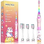 Kids Electric Toothbrush Toddler Toothbrush Age 2-4-8-12 Electric Toothbrush Kids with Timer Rainbow LED Light Up Vibrating Toothbrush Battery Operated Childrens Girls Sonic Tooth Brush (Pink Unicorn)