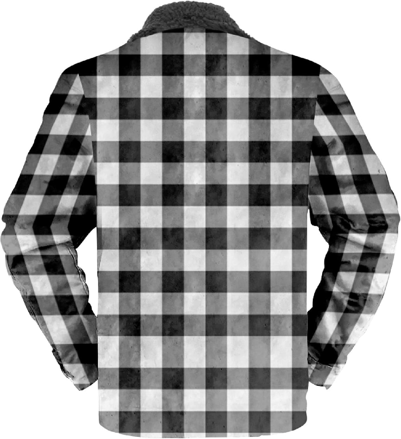 QWENTMTNTY Sherpa Fleece Lined Jacket for Men Plaid Flannel Vintage Distressed Trucker Jacket Regular Fit Thermal Winter Coats