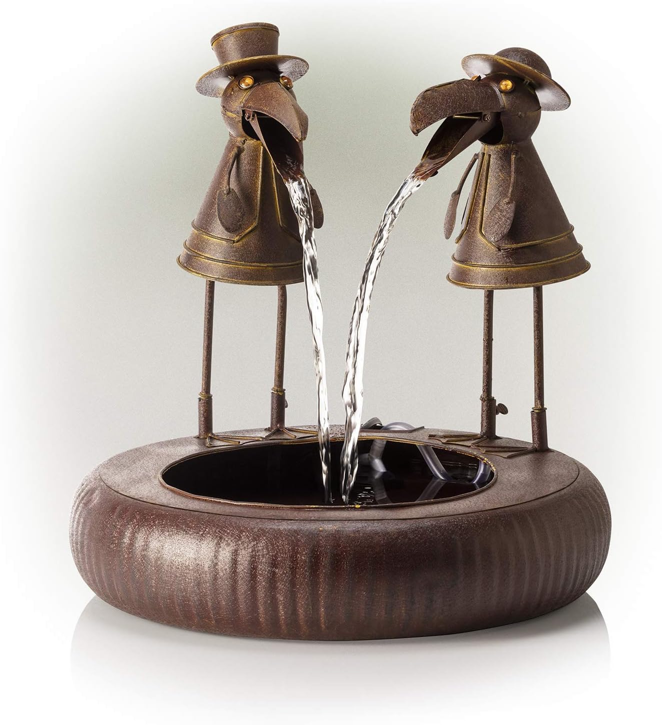 Alpine Corporation NCY356 Metal Toucan Outdoor Water Fountain for Garden, Patio, Deck, Porch-Yard Art Decor, 20" H, Brown : Everything Else