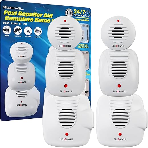 Bell + Howell Ultrasonic Pest Repeller Home Kit (Pack of 6), Ultrasonic Pest Repeller, Pest Repellent for Home, Bedroom, Office, Kitchen, Warehouse, Hotel, Safe for Human and Pet
