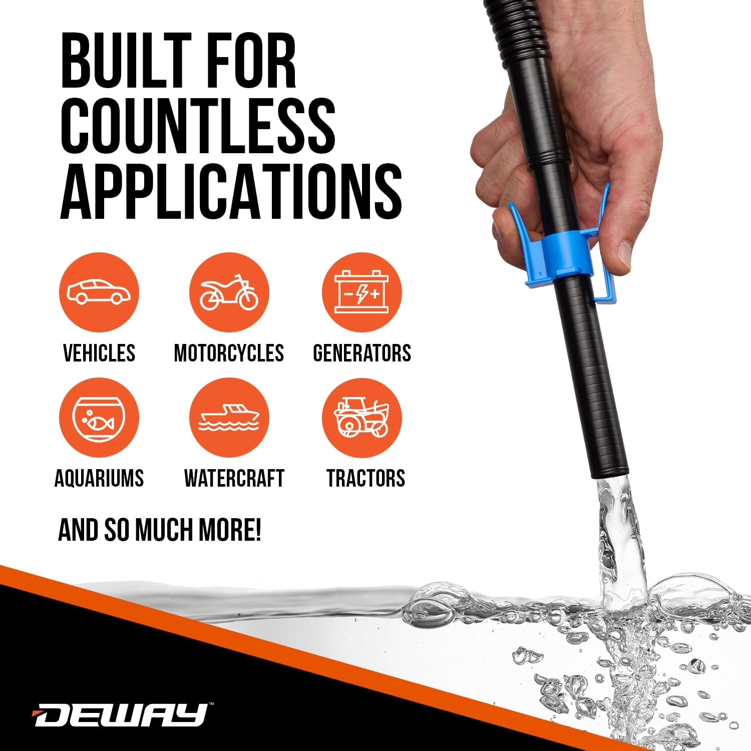 Deway Manual Lever Drum Pump with Adjustable Suction Pipe & 78" Hose – Hand Transfer Pump for Diesel, Kerosene, Lubricants, Antifreeze, DEF, Agricultural Chemicals & Non-Potable Water