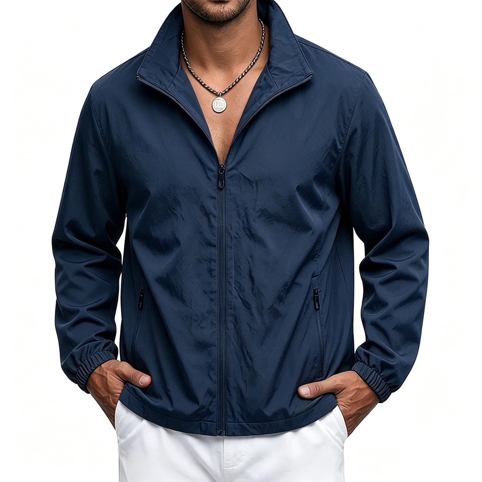 Veste Homme Col Rabattable Multi‑Poches VêTement Homme Mi‑Saison
