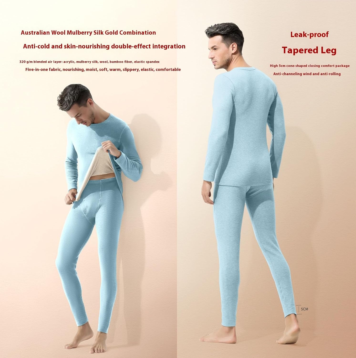 Men's Thermal Underwear Long Johns Set with Fleece Lined Mens Thermals Top and Bottom Set Base Layer Men for Winter L-3XL