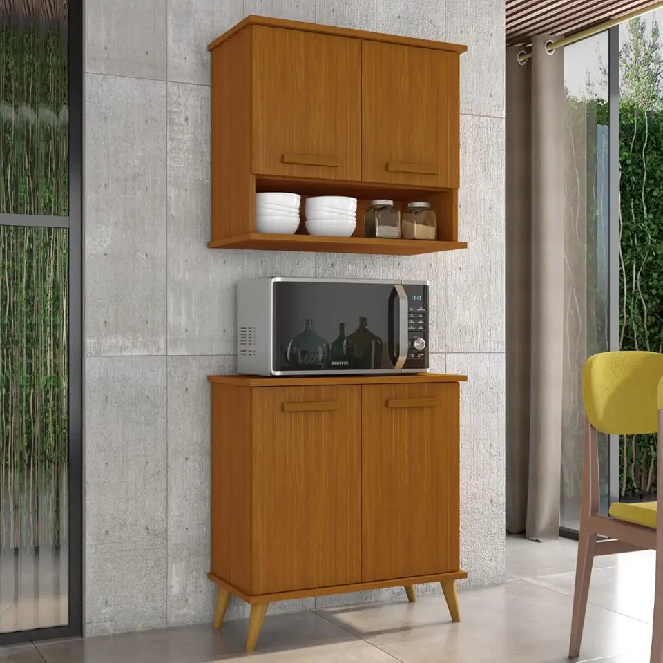 Kit de Cozinha Mavi – Balcão + Armário Aéreo para Transformar Sua Cozinha (Cedro)