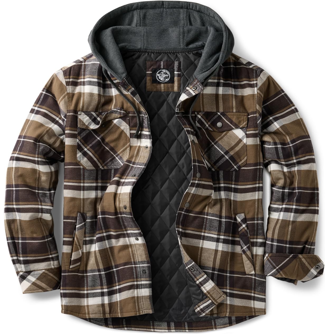 CQR Men's Flannel Shirt Jacket Long Sleeve, Winter Warm Outdoor Casual Plaid Jacket Coat with Pockets