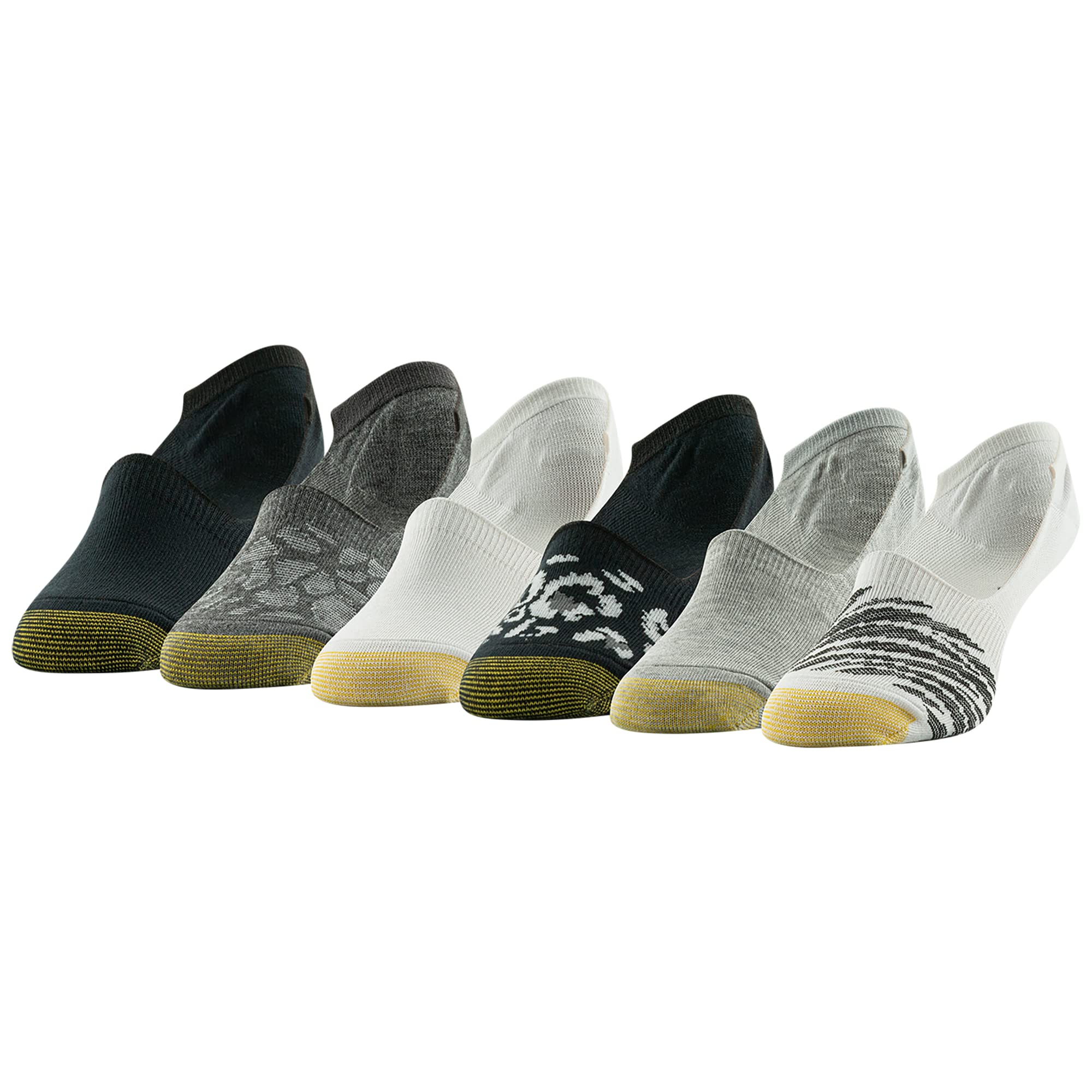 GOLDTOEGOLDTOE Women's Invisible Patterns Socks, 6-Pairs